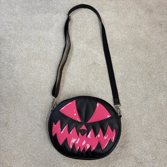 Nara Prado Handbags - Nara Prado Pink Black Halloween Pumpkin Vegan Leather Crossbody Bag